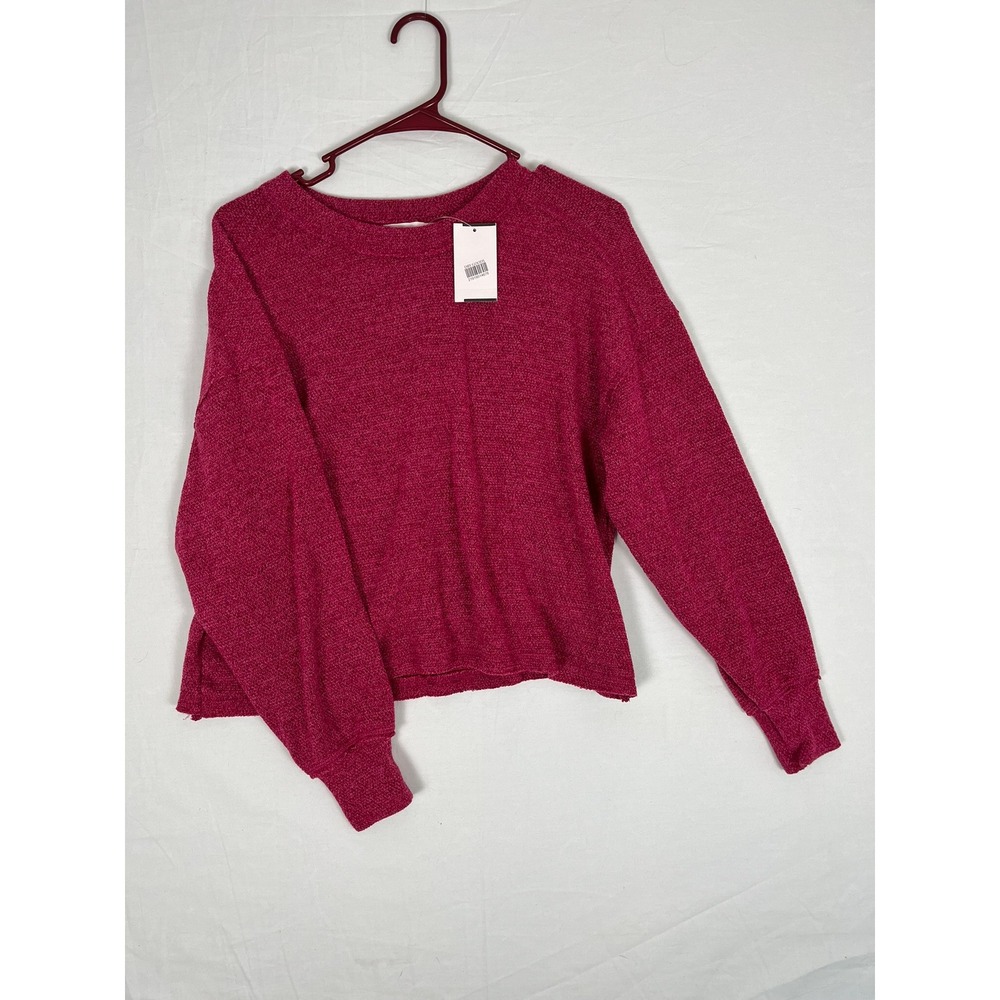 Lush Knit Sweater Womens Small Pink NWT Crewneck Drop Neck Casual Cozy